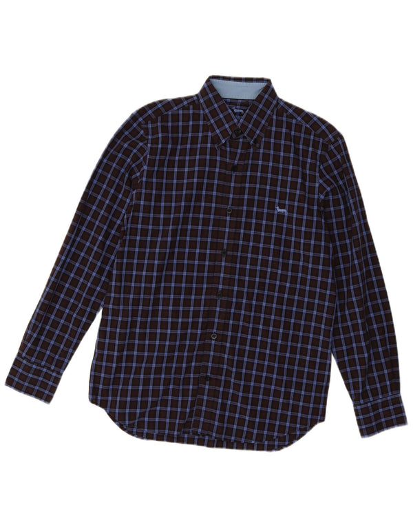 Harmont & Blaine Mens Shirt Small Navy Blue Check Cotton