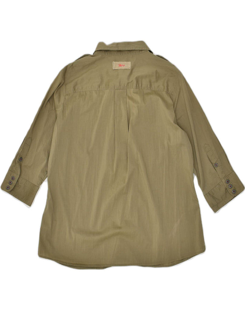 MARLBORO CLASSICS Womens Military 3/4 Sleeve Shirt IT 48 XL Khaki Cotton | Vintage Marlboro Classics | Thrift | Second-Hand Marlboro Classics | Used Clothing | Messina Hembry 