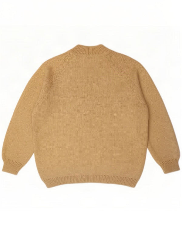 Vintage Womens Abstract Pattern Turtle Neck Jumper Sweater UK 18 XL Beige