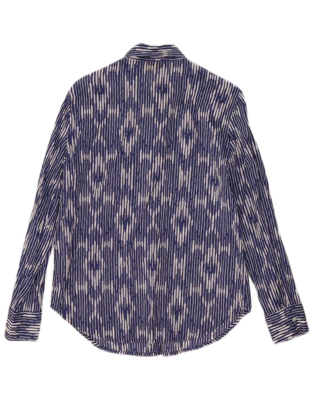 Piombo Womens Shirt UK 10 Small Blue Ikat Cotton