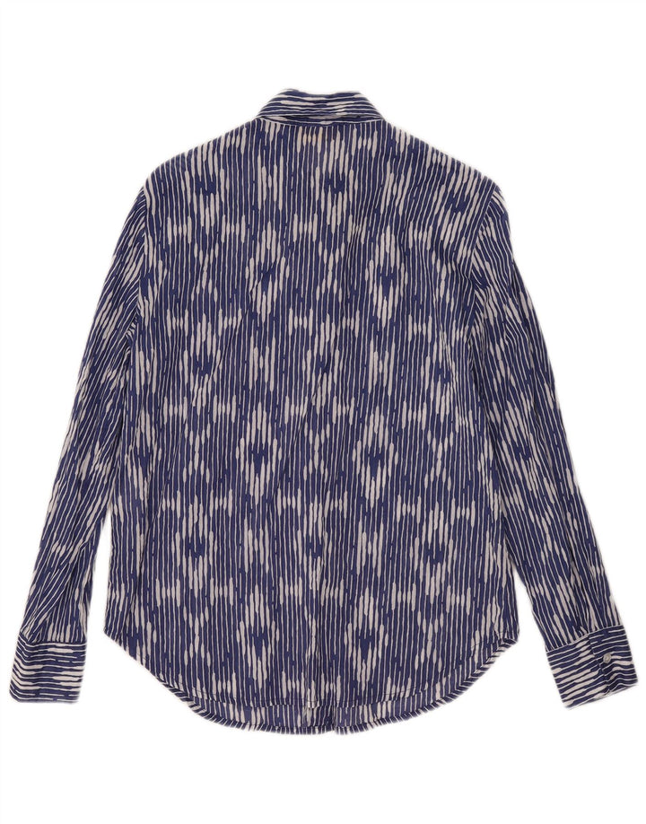 Piombo Womens Shirt UK 10 Small Blue Ikat Cotton