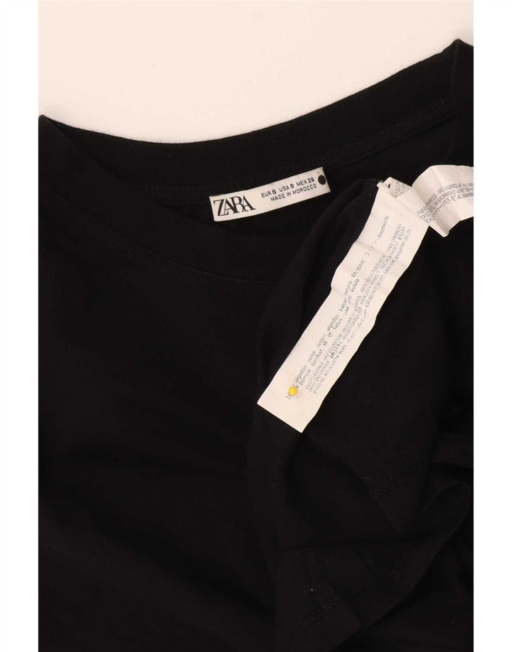 Zara Womens Oversized Vest Top UK 10 Small Black Cotton