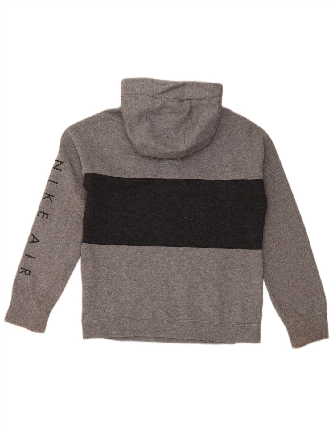NIKE Boys Graphic Hoodie Jumper 12-13 Years Large Grey Colourblock