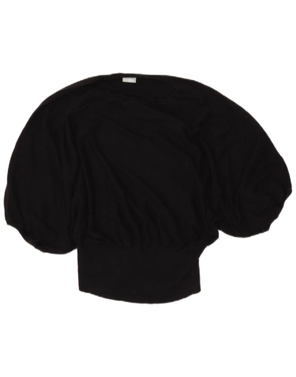 Oasis Womens Short Sleeve Boat Neck Jumper Sweater UK 10 Small Black Cotton
