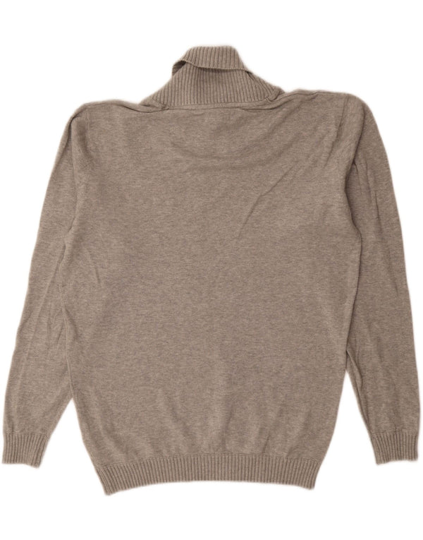 JACK & JONES Mens Shawl Neck Jumper Sweater Large Grey Cotton