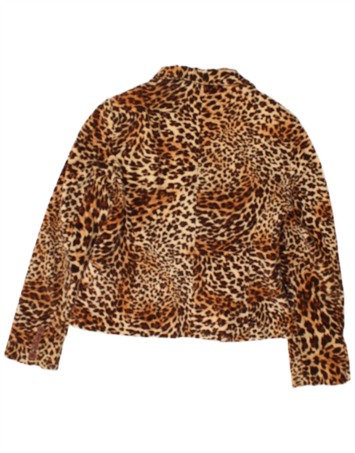 Vintage Womens 1 Button Blazer Jacket UK 12 Medium Brown Animal Print