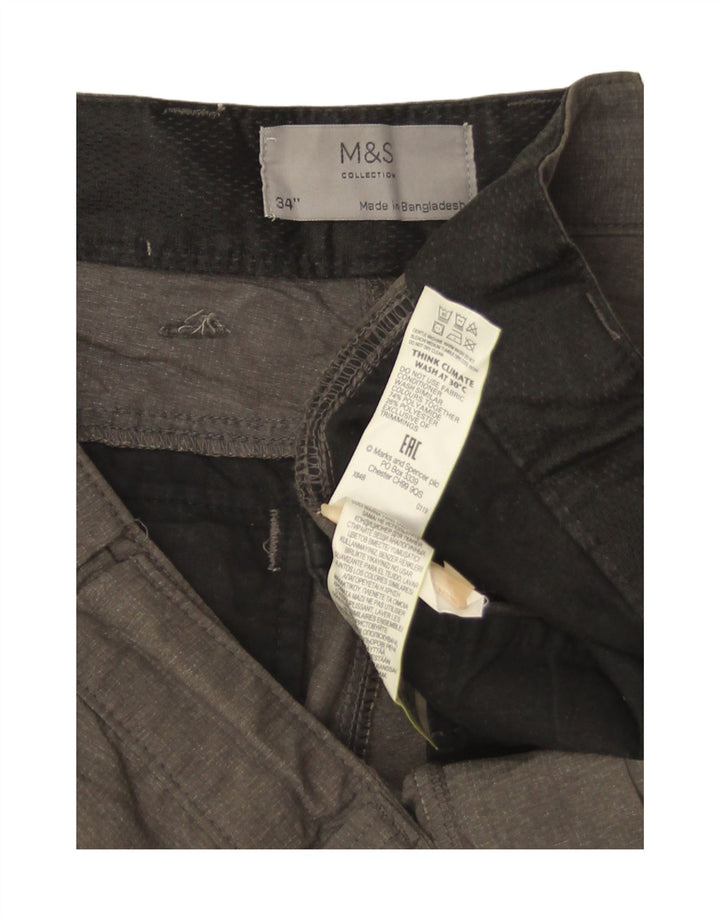 Marks & Spencer Mens Cargo Shorts W34 Large  Grey Polyamide