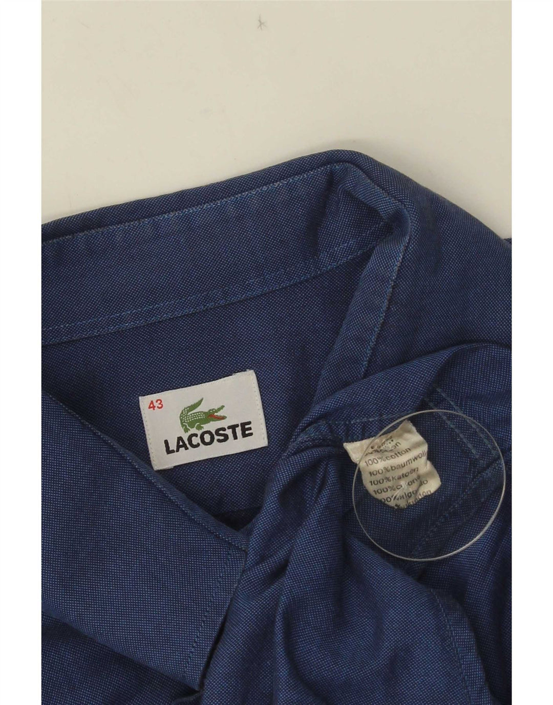 Lacoste Mens Shirt Size 43 Large Blue Cotton