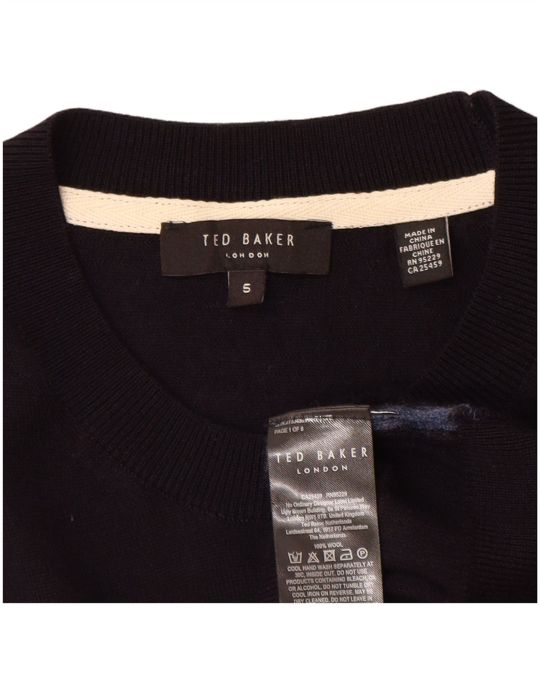 Ted Baker Womens Crew Neck Jumper Sweater Size 5 XL Navy Blue Wool