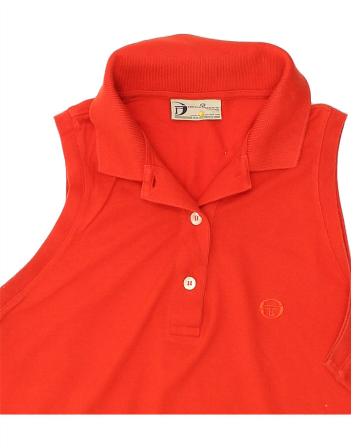 SERGIO TACCHINI Womens Sleeveless Polo Shirt UK 10 Small Red Vintage Sergio Tacchini and Second-Hand Sergio Tacchini from Messina Hembry 