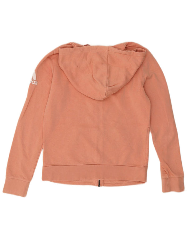 Adidas Womens Graphic Zip Hoodie Sweater UK 8/10 Small Pink Cotton