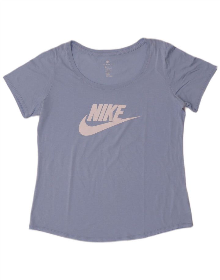 Nike Womens Athletic Cut Graphic T-Shirt Top UK 16 Large Blue Polyester