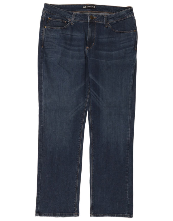 LEE Womens Perfect Fit Straight Jeans W34 L30 Navy Blue