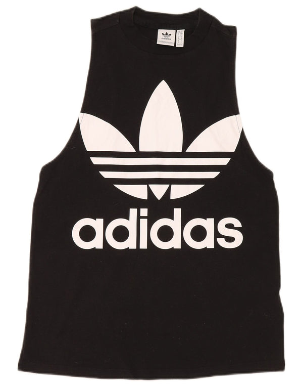 Adidas Womens Graphic Vest Top UK 10 Small  Black Cotton