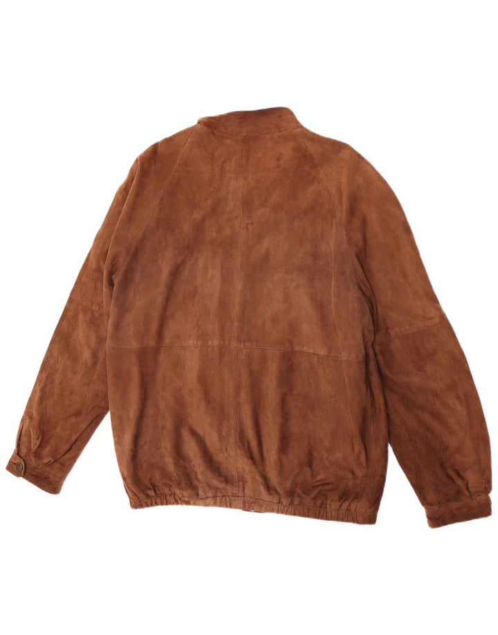Vintage Mens Suede Jacket IT 54 2XL Brown