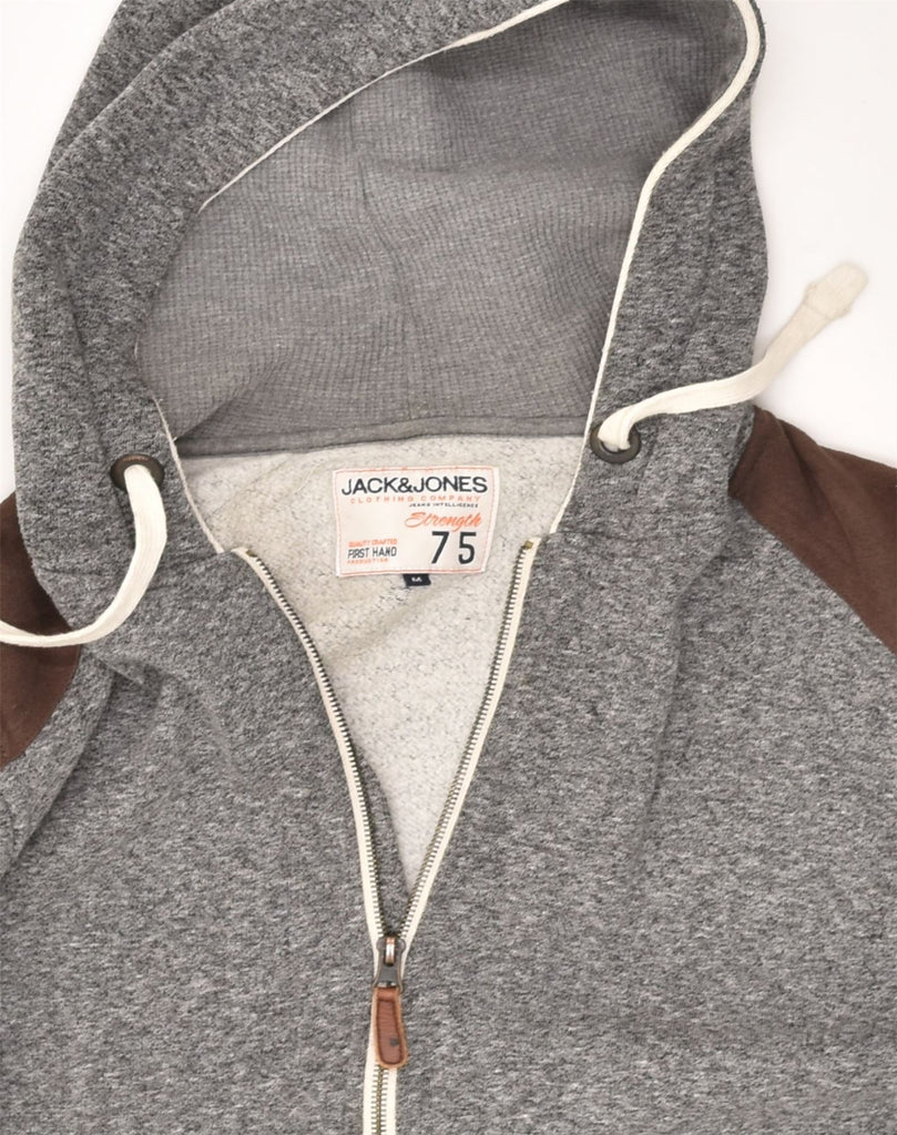 JACK & JONES Mens Zip Hoodie Sweater Medium Grey Flecked Cotton | Vintage Jack & Jones | Thrift | Second-Hand Jack & Jones | Used Clothing | Messina Hembry 