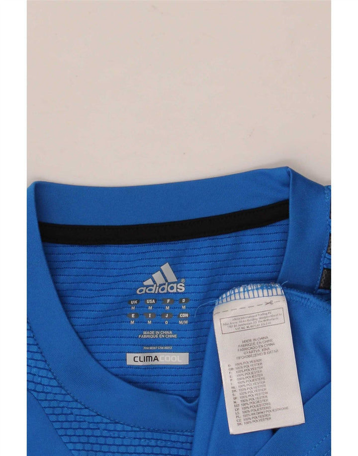 Adidas Mens Climacool T-Shirt Top Medium Blue Colourblock Polyester