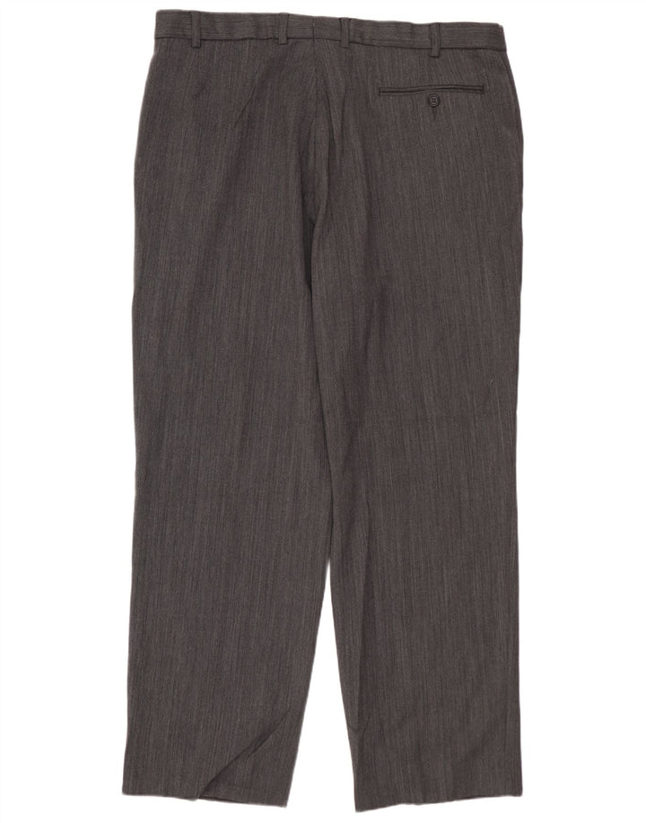 MARKS & SPENCER Mens Straight Chino Trousers W36 L29 Grey Polyester