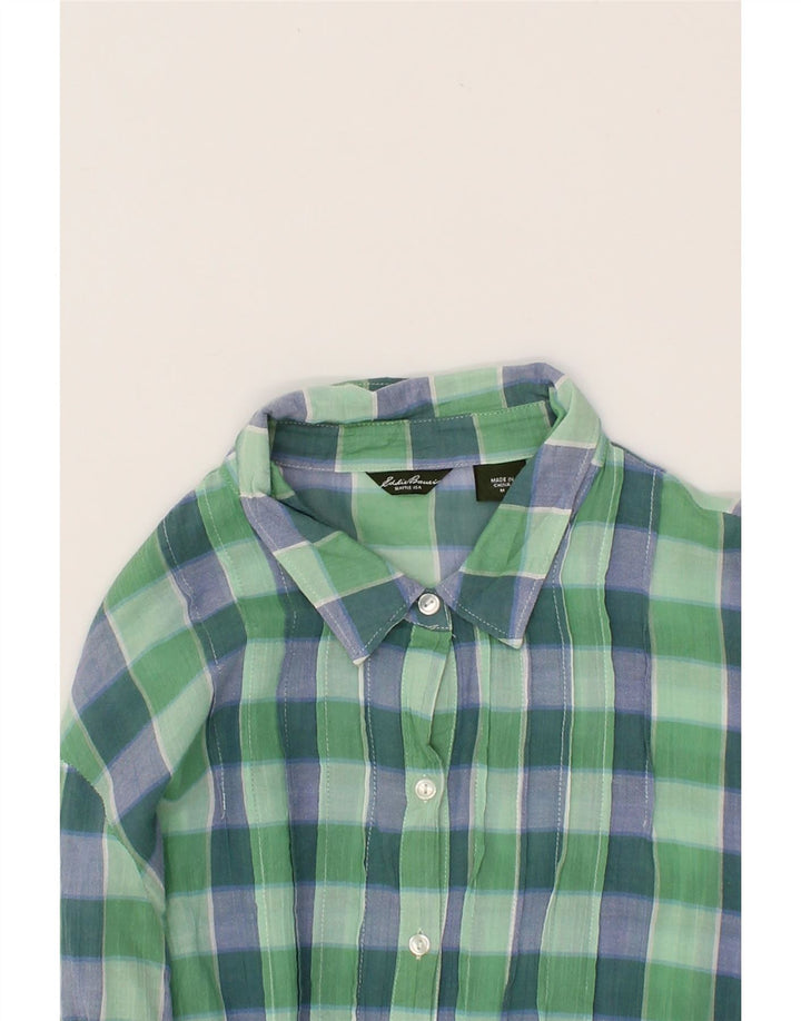 EDDIE BAUER Womens Shirt Blouse UK 14 Medium Green Gingham Cotton Vintage Eddie Bauer and Second-Hand Eddie Bauer from Messina Hembry 