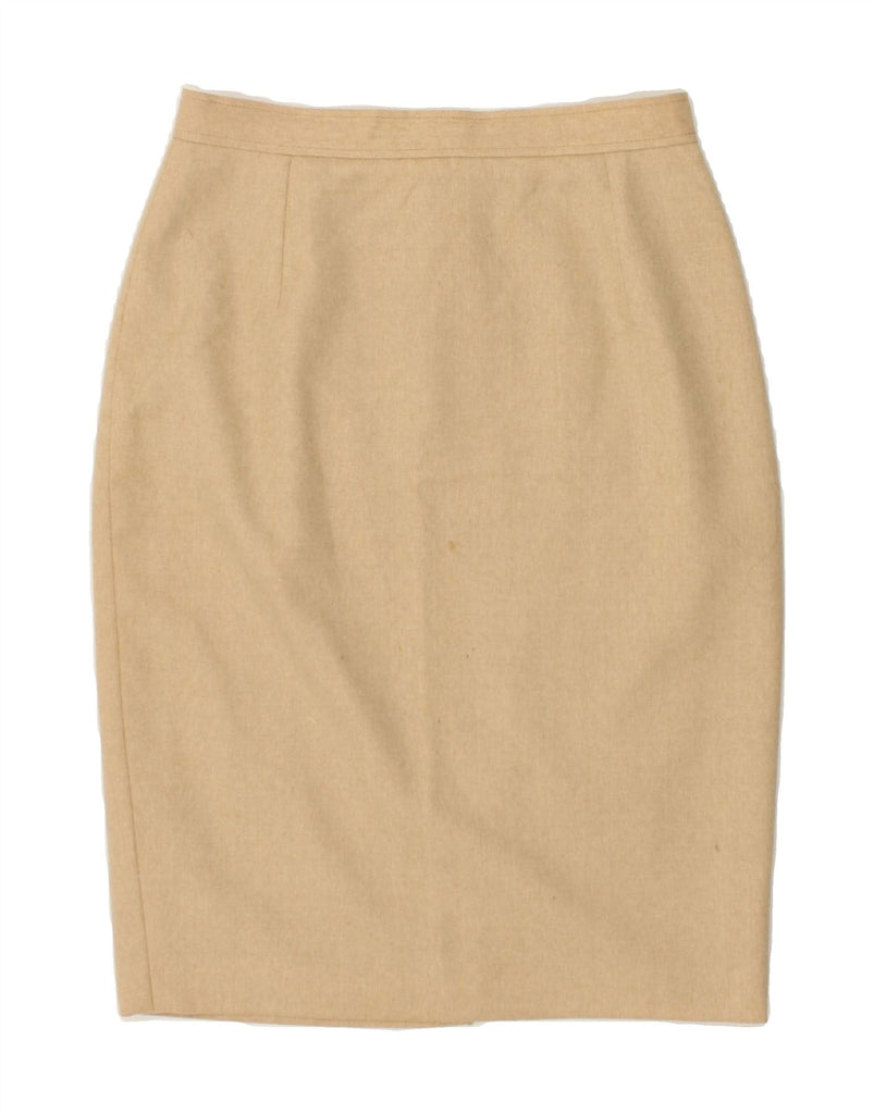 VALENTINO Womens High Waist Pencil Skirt IT 42 Medium W26 Beige Wool | Vintage Valentino | Thrift | Second-Hand Valentino | Used Clothing | Messina Hembry 