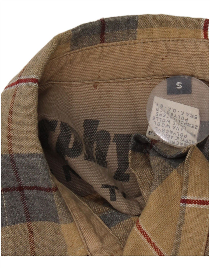 Murphy & Nye Mens Flannel Shirt Small Beige Plaid Acrylic