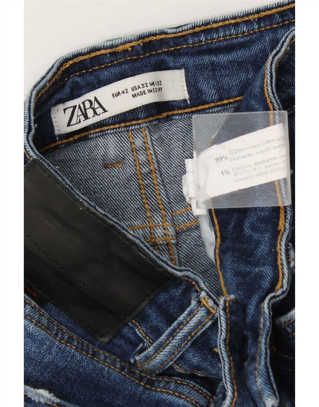 Zara Mens Distressed Slim Jeans EU 42 Large W32 L32 Blue Cotton