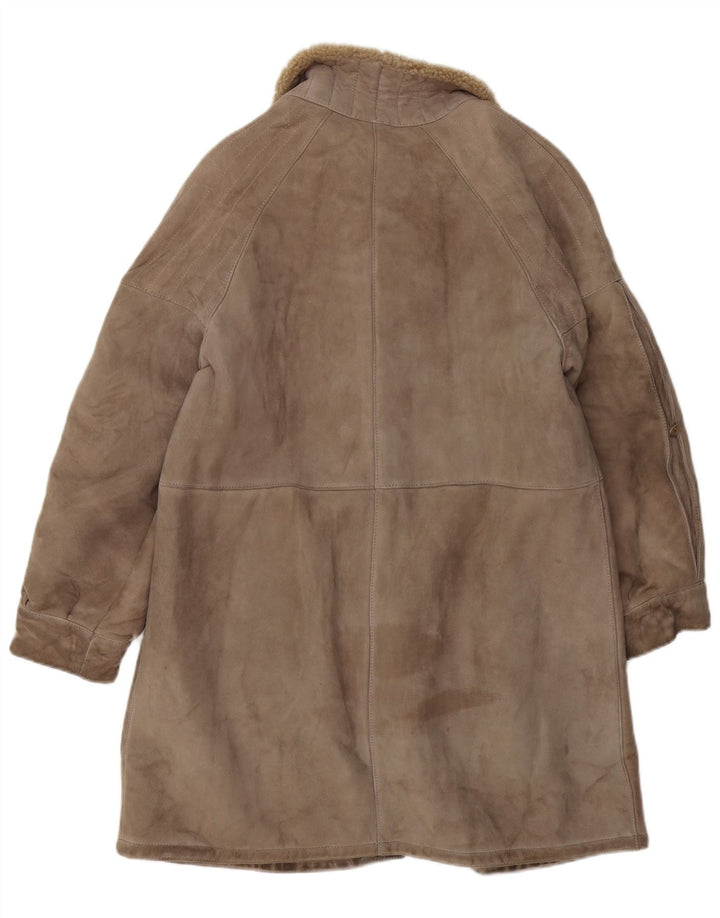 Vintage Womens Shearling Coat UK 14 Medium Brown