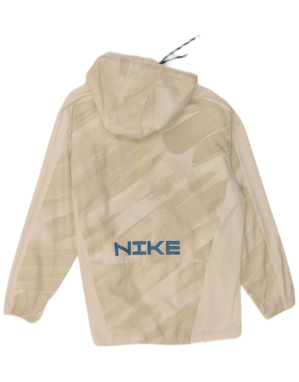 Nike Mens Loose Fit Hooded Pullover Rain Jacket UK 40 Large Beige Striped