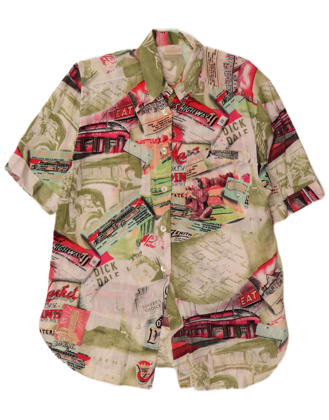 VERSE Womens Graphic Shirt Blouse EU 40 Medium Multicoloured Patchwork