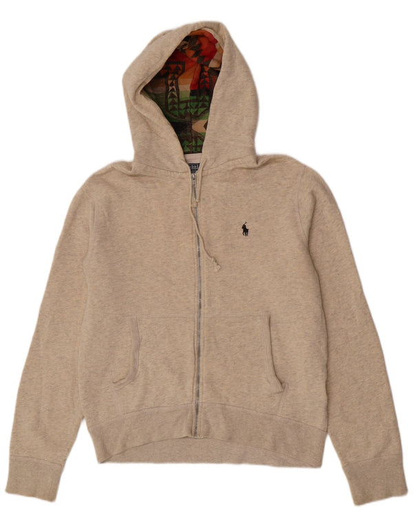 Polo Ralph Lauren Mens Zip Hoodie Sweater Medium Beige Flecked Cotton