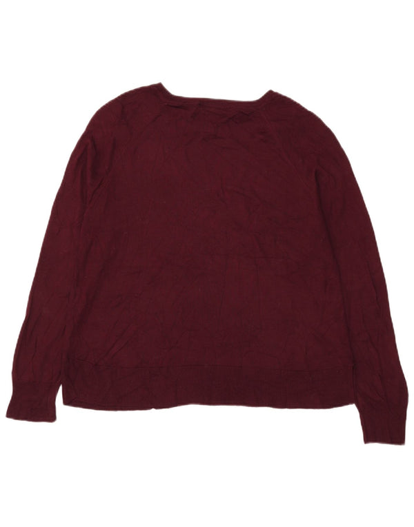 Zara Womens Boat Neck Jumper Sweater UK 12 Medium Burgundy Viscose