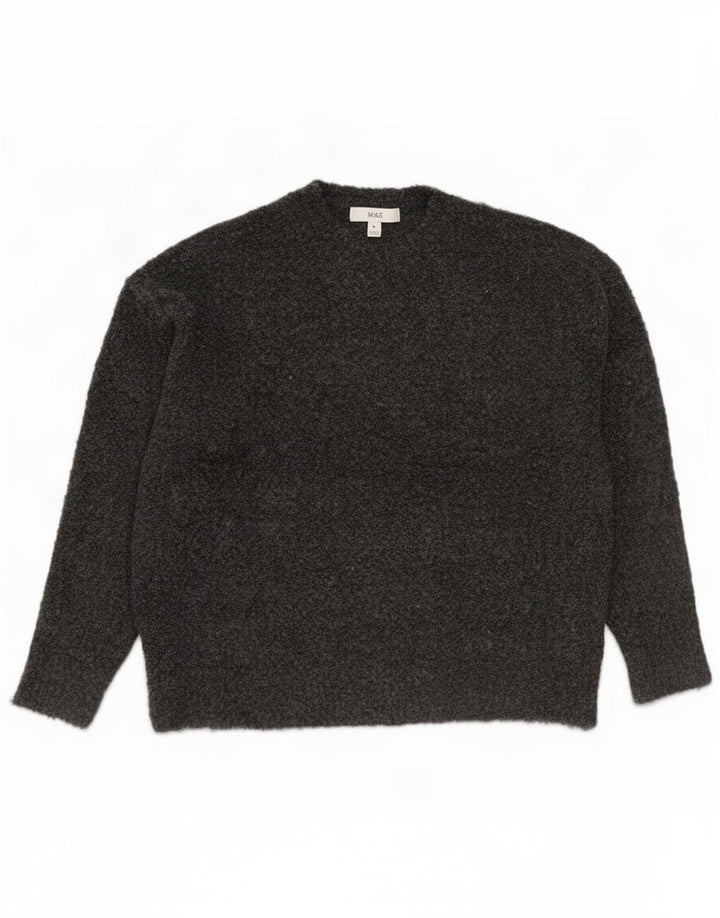 Marks & Spencer Womens Crew Neck Jumper Sweater UK 14 Medium Grey Polyester