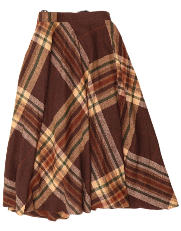 BETTY BARCLAY Womens High Waist A-Line Skirt W26 Small Brown Plaid
