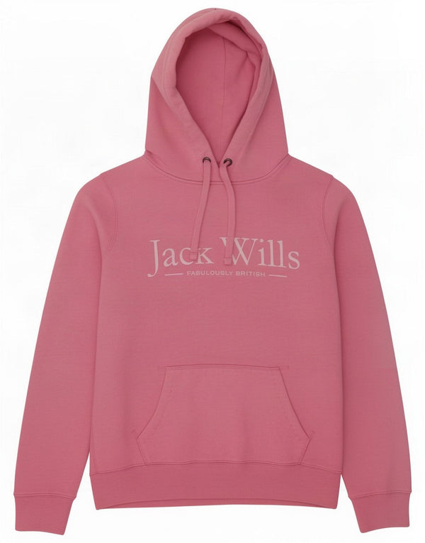 Jack Wills Womens Graphic Oversized Hoodie Jumper UK 10 Small Pink Cotton