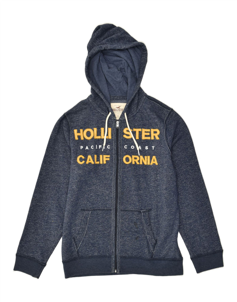 HOLLISTER Mens Graphic Zip Hoodie Sweater Small Navy Blue Cotton | Vintage Hollister | Thrift | Second-Hand Hollister | Used Clothing | Messina Hembry 