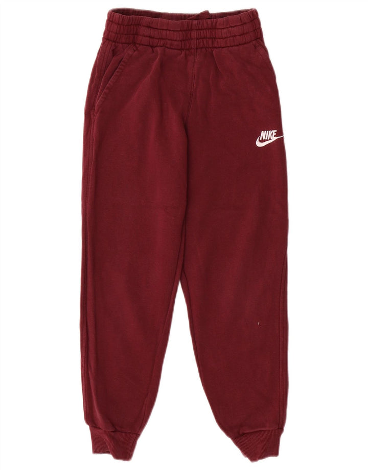 Nike Boys Tracksuit Trousers Joggers 8-9 Years Small Burgundy Cotton