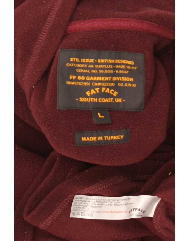 Fat Face Mens Zip Neck Fleece Jumper Large Maroon Polyester