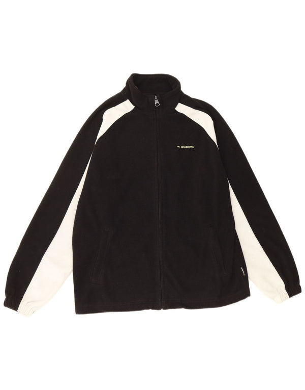 Diadora Mens Fleece Jacket UK 40 Large Black Colourblock Polyester