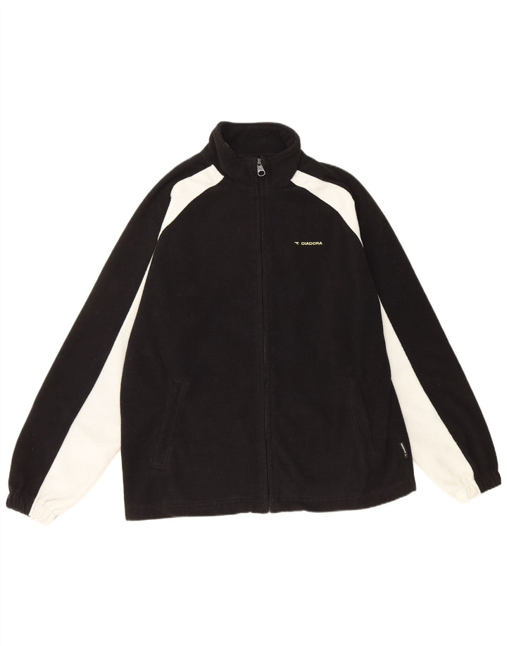 Diadora Mens Fleece Jacket UK 40 Large Black Colourblock Polyester