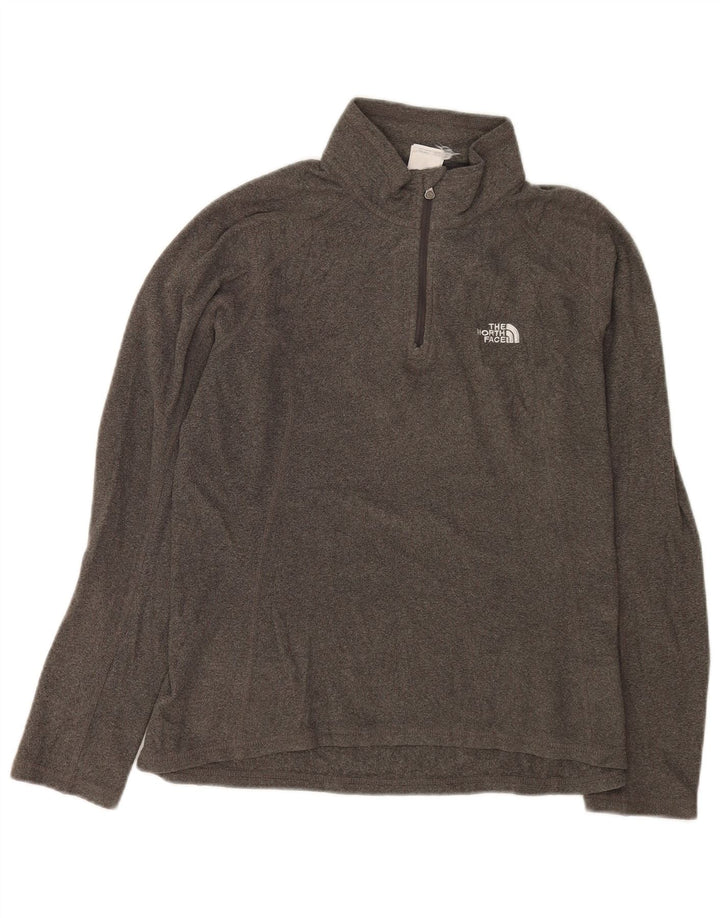 The North Face Womens Zip Neck Fleece Jumper UK 14 Medium Grey Polyester