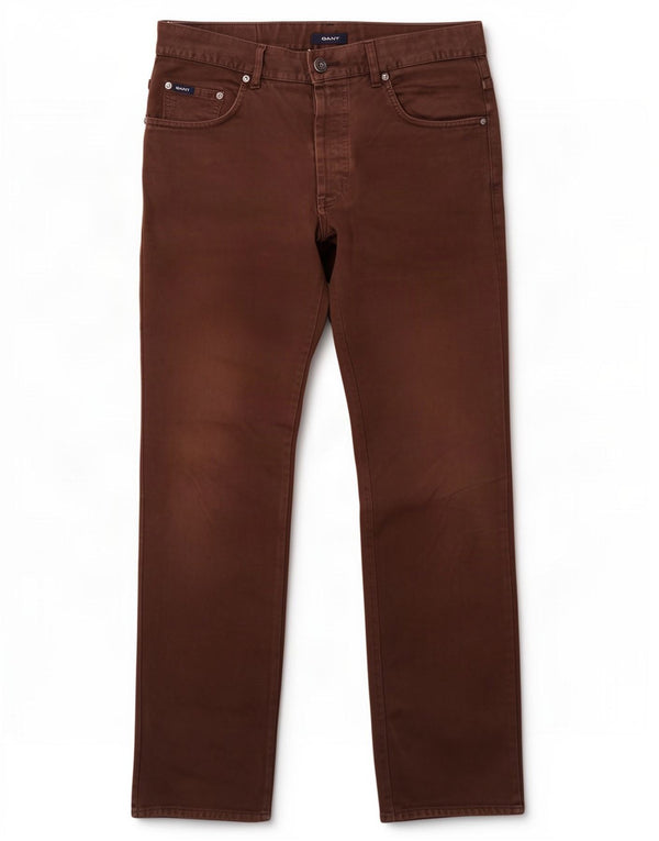 Gant Mens Regular Fit Straight Jeans W34 L32 Brown