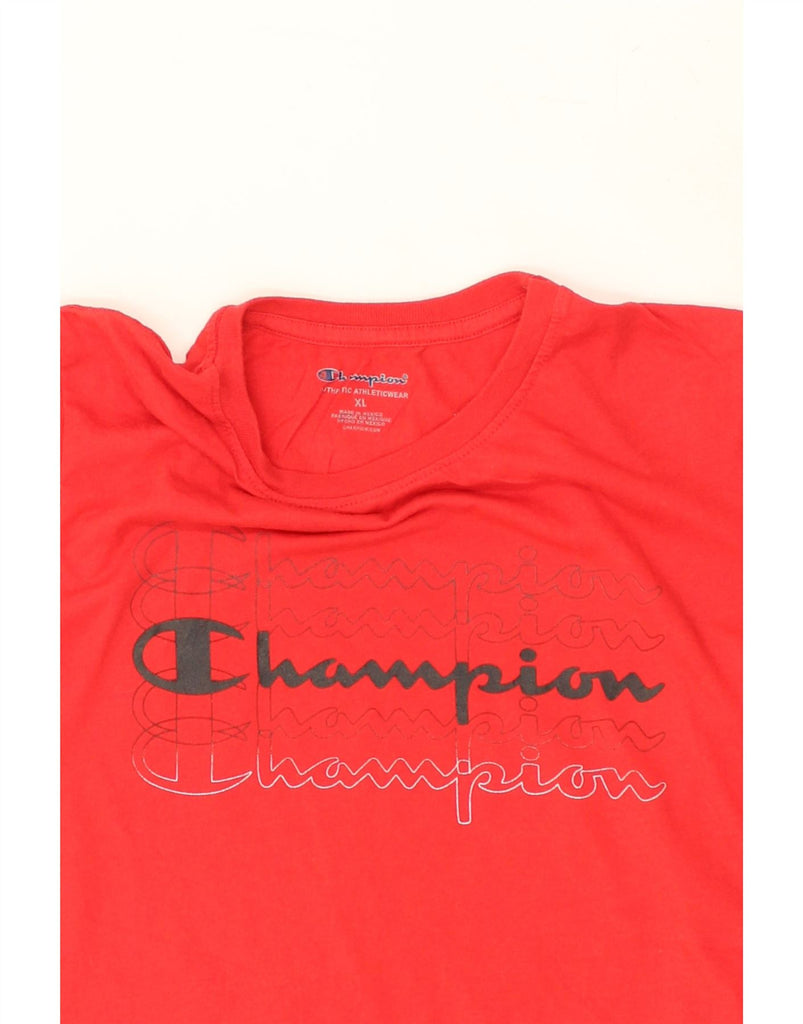 CHAMPION Womens Graphic T-Shirt Top UK 18 XL Red Cotton | Vintage Champion | Thrift | Second-Hand Champion | Used Clothing | Messina Hembry 