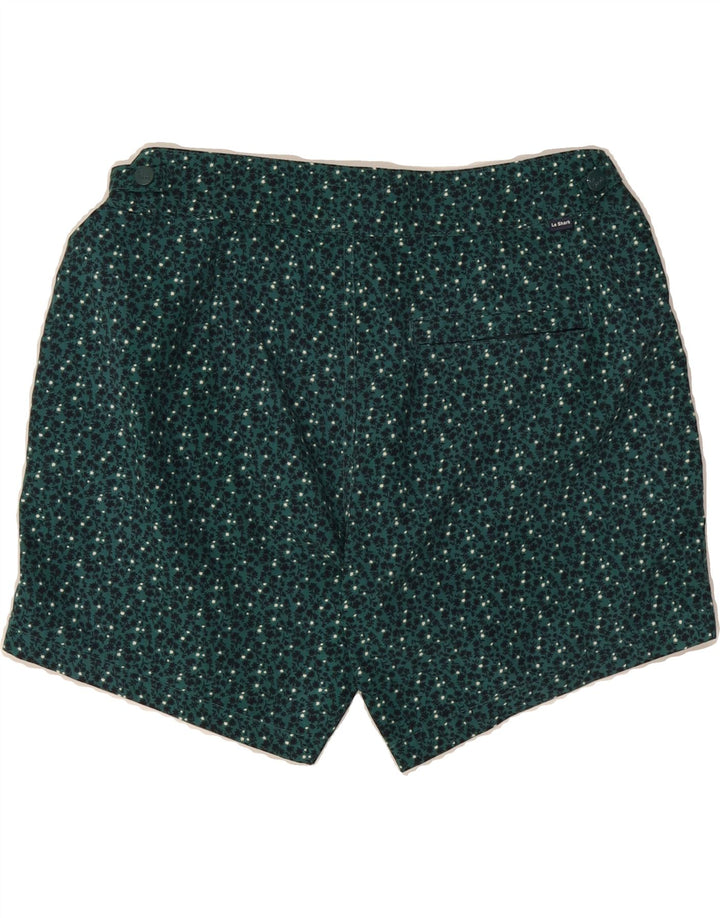 VINTAGE Mens Chino Shorts Medium W32 Green Floral Polyester Vintage Vintage and Second-Hand Vintage from Messina Hembry 