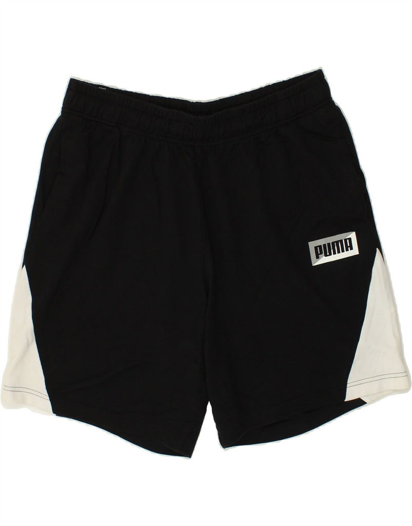 PUMA Mens Graphic Sport Shorts XL Black Colourblock Cotton | Vintage Puma | Thrift | Second-Hand Puma | Used Clothing | Messina Hembry 