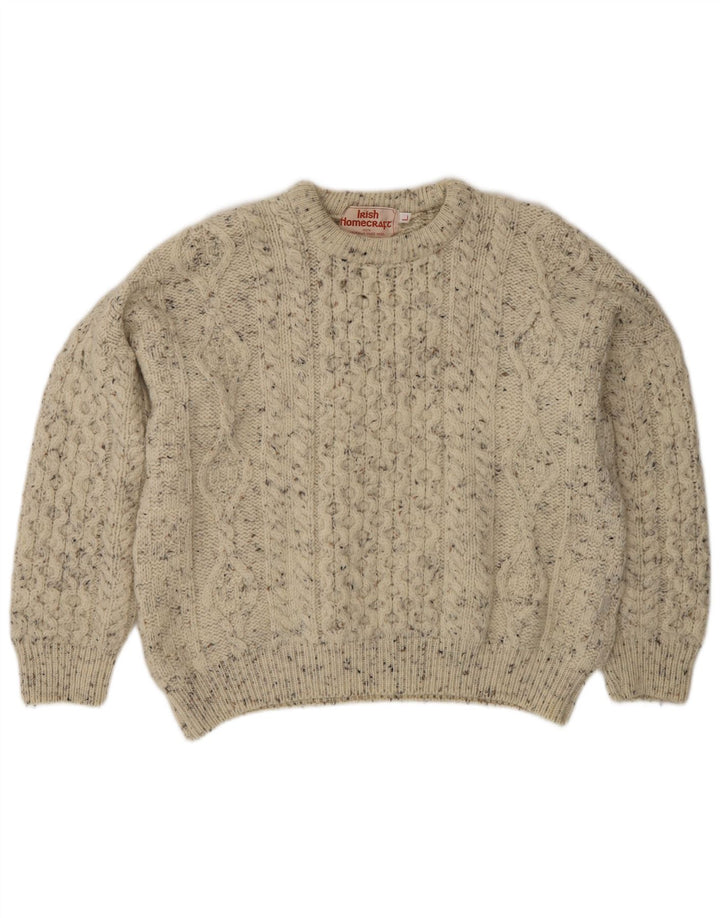Irish Homecraft Mens Crew Neck Jumper Sweater Large Grey Flecked