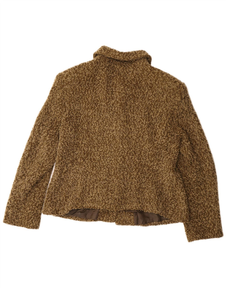 Vintage Womens 4 Button Blazer Jacket UK 14 Medium Khaki Flecked Acrylic