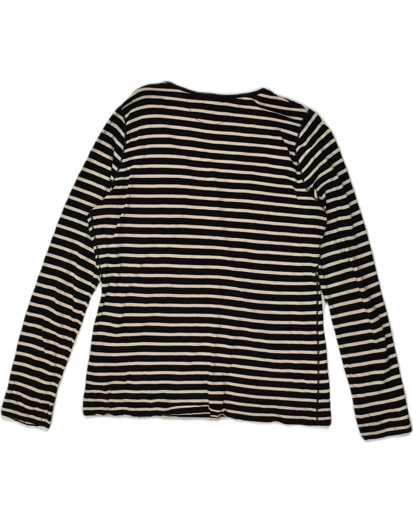 RALPH LAUREN Womens Top Long Sleeve UK 16 Large Black Striped Cotton | Vintage Ralph Lauren | Thrift | Second-Hand Ralph Lauren | Used Clothing | Messina Hembry 