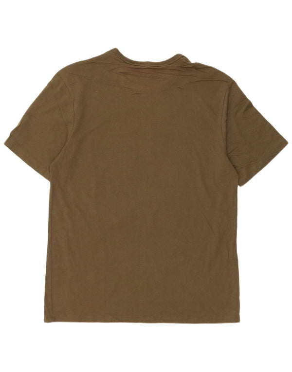 Champion Mens Graphic T-Shirt Top Large Khaki Cotton