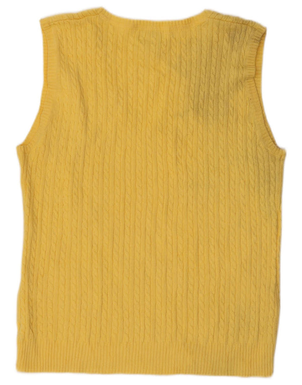 L.L.Bean Womens Vest Tank Top UK 12 Medium Yellow Cotton