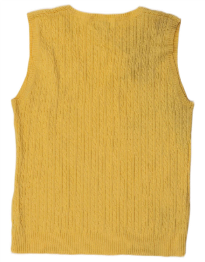 L.L.Bean Womens Vest Tank Top UK 12 Medium Yellow Cotton